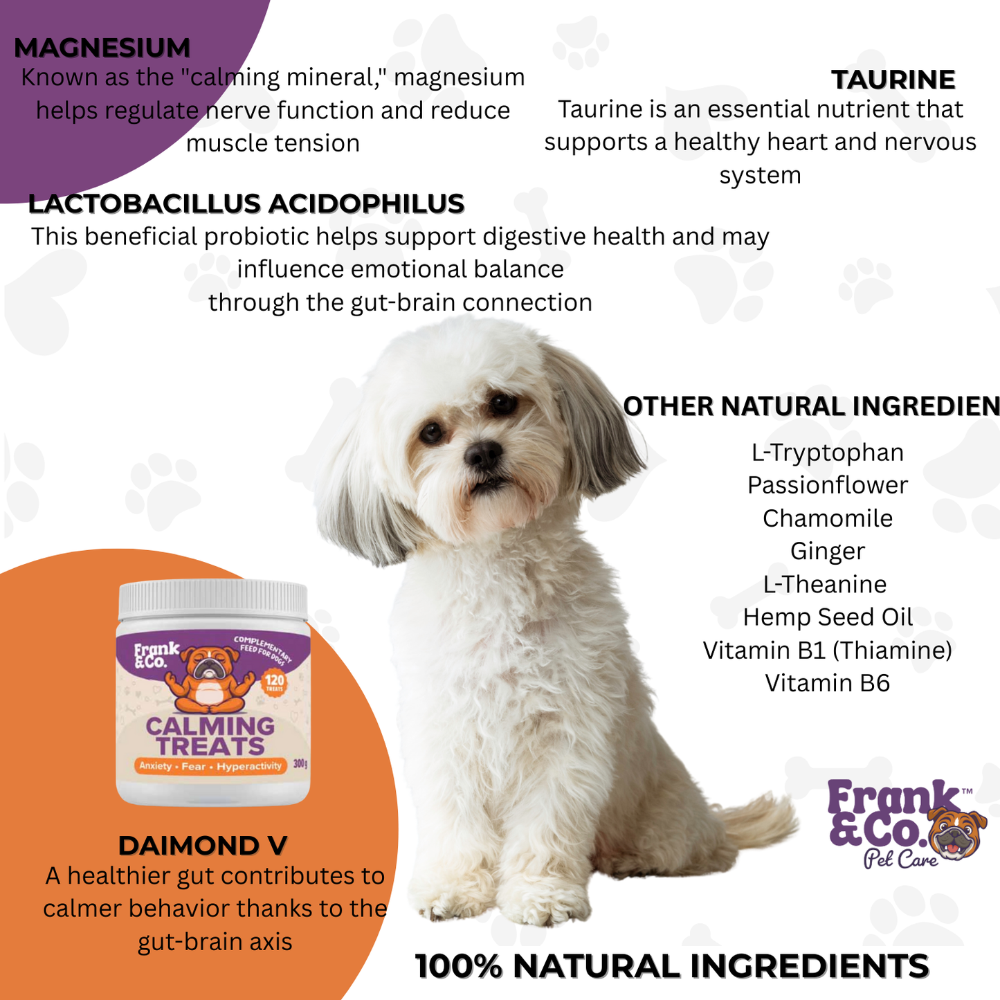 Frank & Co natural calming treats – probiotic & magnesium for dogs